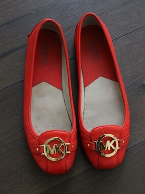 Michael Kors Red Leather Logo Ballet Flats